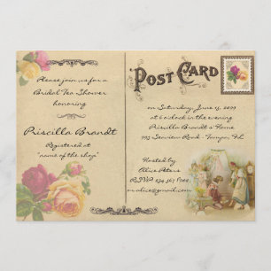 Bridal Tea Shower Honoring, stijl oud Briefkaart 6