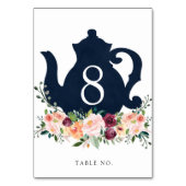 Bridal Tea Shower Teapot Table Number Kaart (Achterkant)