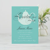 Bridal Tea Silver Tea Pot Elegant Vrijgezellenfees Kaart (Staand voorkant)