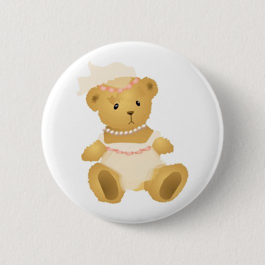 Bridal Teddy Bear Ronde Button 5,7 Cm (Voorkant)