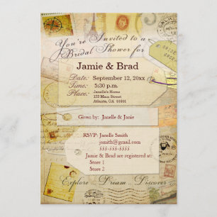 Bridal Travel Shower-thema in cacao en crème Kaart