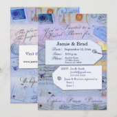Bridal Travel Shower Thema in lichtblauw Kaart (Voorkant / Achterkant)