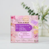 Bridal Travel Shower-thema in roze en paars Kaart (Staand voorkant)