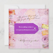 Bridal Travel Shower-thema in roze en paars Kaart (Achterkant)