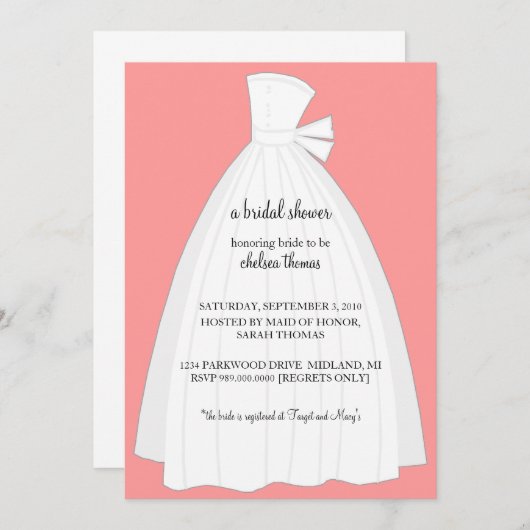 Bridal Uitnodiging van de Shower {Peach} (Voorkant / Achterkant)