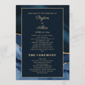 Bridal van het Navy Blue Marmer Wedding Programme Programma (Voorkant)