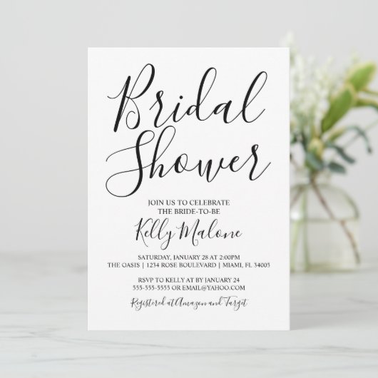 Bridal van zwart-wit Manuscript - Uitnodiging (Staand voorkant)