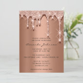 Bridal Wedding Birthday 16e Roos 3D Drips Coopper Kaart (Staand voorkant)