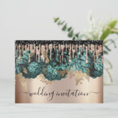 Bridal Wedding Event Roos Blue Blauwgroen Drivers Kaart (Staand voorkant)