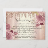 Bridal Wedding Roos Roze druppels I Kaart (Achterkant)