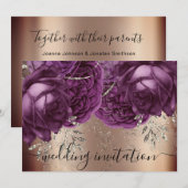 Bridal Wedding Roos Silver Lights Purple Flowers Kaart (Voorkant / Achterkant)