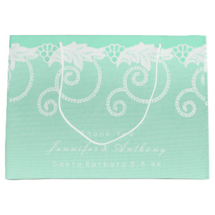 Bridal Wedding Tiffany Mint Green White Royal Lace Large Cadeauzakje