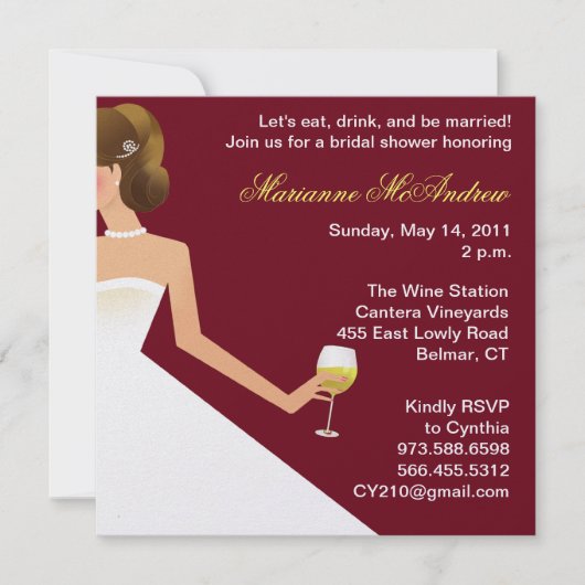 bridal wine invitation with pearls (Devant)