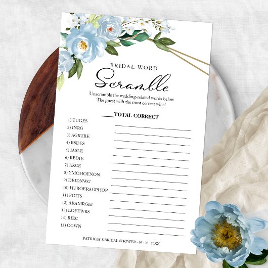 Bridal Word Scramble Game Floral Geometric Flyer