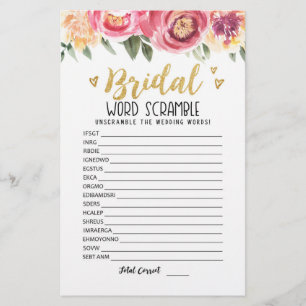 Bridal word scramble game met Answers