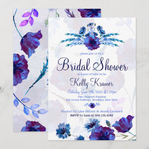 Bridale blauw papavers Shower-uitvindingen Kaart