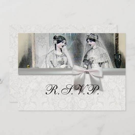 bridale bruidjes Antiek Wit Weddenschap Kaart (Voorkant / Achterkant)