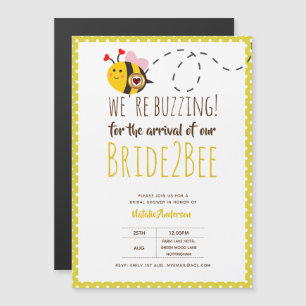Bride 2 BEE Cute Yellow Wedding of Vrijgezellenfee Magnetische Uitnodiging