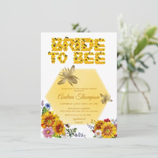 Bride aan Bee | Waterverf Floral Vrijgezellenfeest Kaart (Staand voorkant)