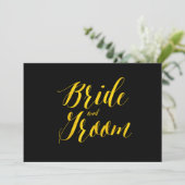 "Bride and Groom" Faux Gold Foil Chic Wedding Sign (Staand voorkant)