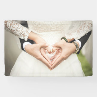 Bride and Groom Holding Hands (bruiloft) (huwelijk Spandoek