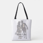 Bride and Groom Personalized Names Elegant Tote Draagtas (Achterkant)