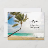 Bride Asking Maid of Honor Beach Wedding Note Kaar Kaart (Voorkant)