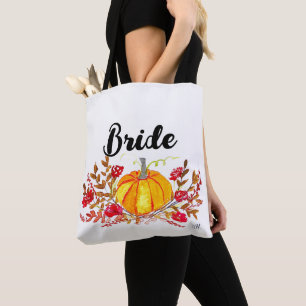 Bride Autumn Pumpkin Floral Fall Wedding Draagtas