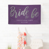 Bride Be Silver Calligraphy Paars Vrijgezellenfees Spandoek (Insitu)