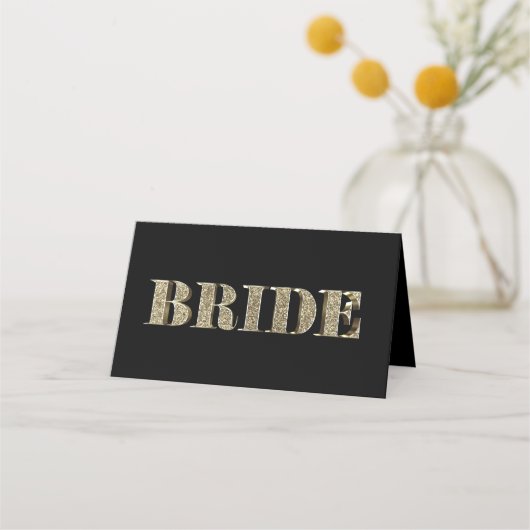Bride Black en Gold Golden Glitter Typografie (Voorkant)