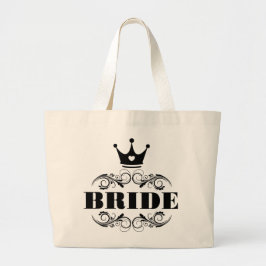 Bride Black op aangepaste achtergrond Grote Tote Bag