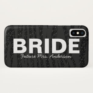 Bride Black Zebra Glitter ontwerp iPhone X Hoesje