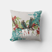 Bride Blauwgroen vogels Damask & Crimson Blooms Kussen (Voorkant)