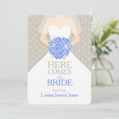 Bride bleu bouquet graphique nuptiale invitation (Debout devant)