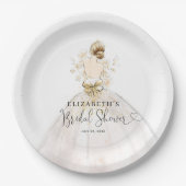 Bride Blonde Dress Floral Welcome Vrijgezellenfees Papieren Bordje (Voorkant)