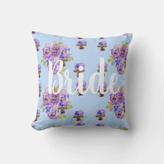 Bride Blue Flowers Floral Wedding Decor Cushion Kussen (Voorkant)