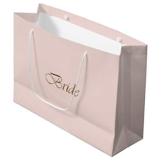 Bride blush roze gouden script elegant chic bruilo groot cadeauzakje (Voorkant Gekanteld)