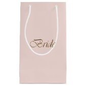 Bride blush roze gouden script elegant chic bruilo klein cadeauzakje (Voorkant)