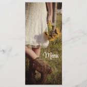 Bride, Bottes Cowboy, Menu Mariage Sunflowers Ranc (Devant)