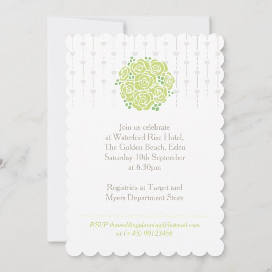 Bride bouquet vert graphique nuptiale invitation (Dos)
