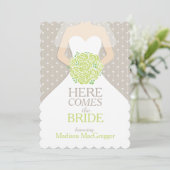 Bride bouquet vert graphique nuptiale invitation (Debout devant)
