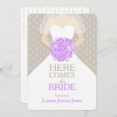 Bride bouquet violet graphique invitation douche n (Devant / Derrière)