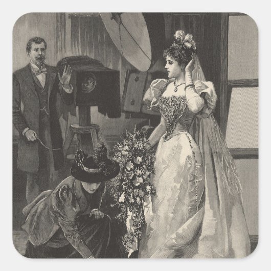  Bride, Bridal-portret met fotograaf Vierkante Sticker (Voorkant)