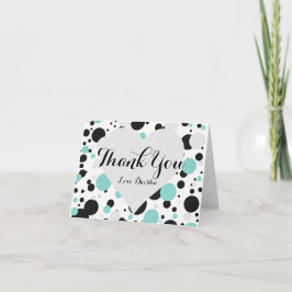 BRIDE & Bridesmaid Silver & Blauwgroen Blue Polka  Bedankkaart