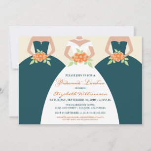 Bride & Bridesmaids Bruids Luncheon Uitnodigen (bl Kaart