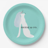 BRIDE & Bridesmaids hier komt de Bride Partij Papieren Bordje (Voorkant)