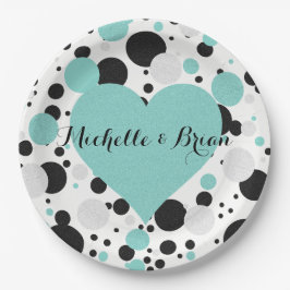 BRIDE & Bridesmaids Shimmer Blue Polka Dot Party Papieren Bordje
