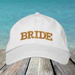 BRIDE brodé casquette de baseball or / blanc<br><div class="desc">Casquettes brodés : casquette de baseball classique doré / noir avec le texte "BRIDE" pour la fête de bachelorette / fête des poules,  mariage,  soirée costumée / soirée</div>