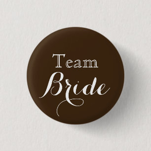 Bride bruin witbruin bruiloft ronde button 3,2 cm