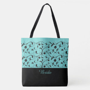 Bride Canvas tas Aqua & Black Scroll